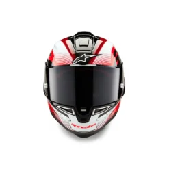 MC-hjelm fullface – Alpinestars Supertech R10 Team Carbon Sort/Rød/Hvid