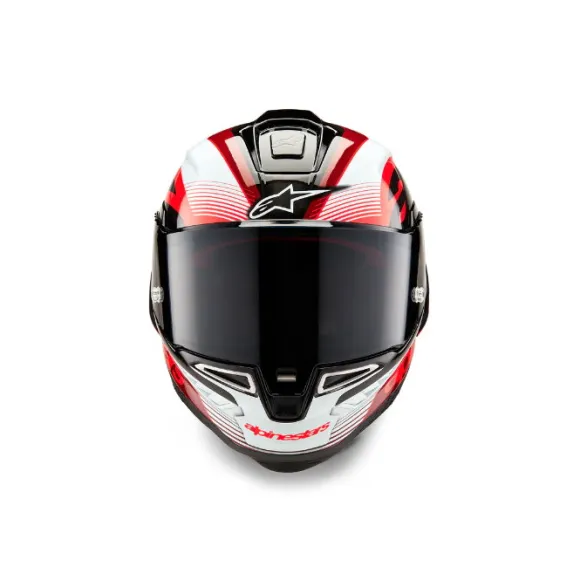 MC-hjelm fullface – Alpinestars Supertech R10 Team Carbon Sort/Rød/Hvid