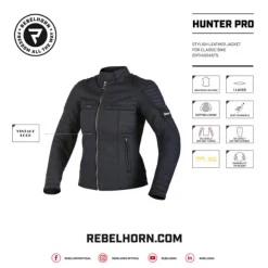 MC-Læderjakke – Rebelhorn Hunter Pro Damejakke Sort
