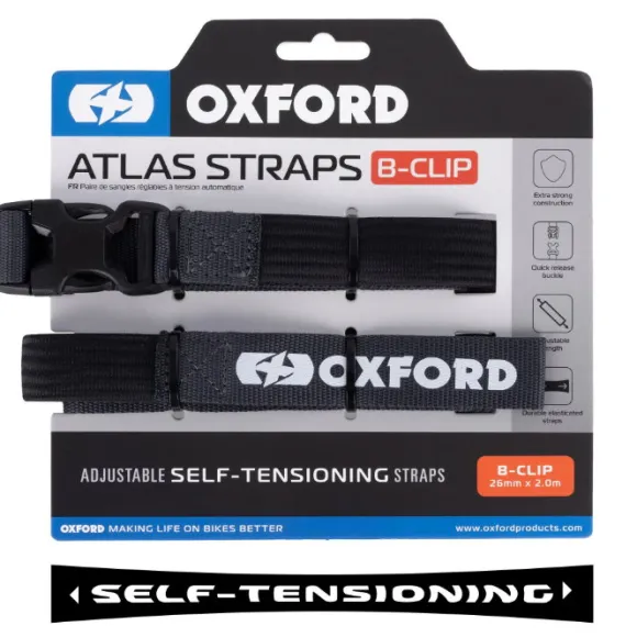Oxford – Atlas B-Clip 26mm x 2.0M Asphalt (Pair) OX322